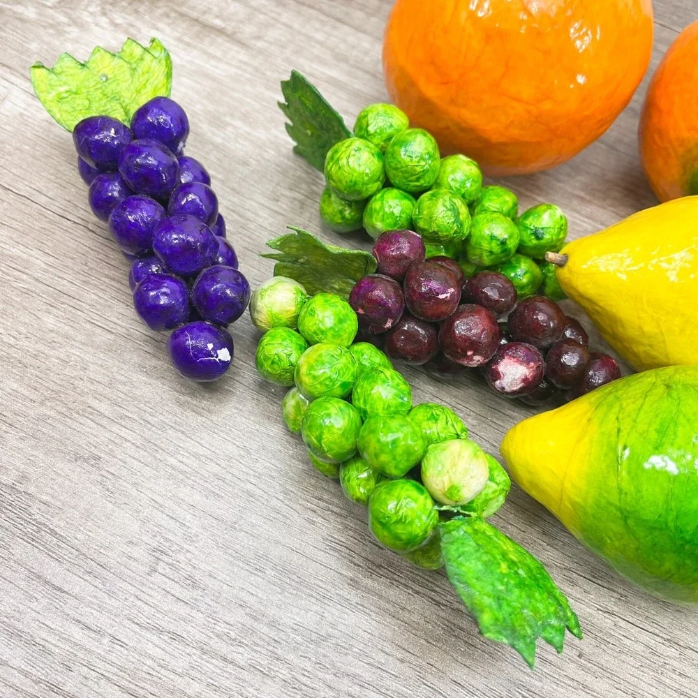 Vintage Fake‎ Fruit Handmade Paper Mache Glossy Fruit Folk Art Hecho En Mexico